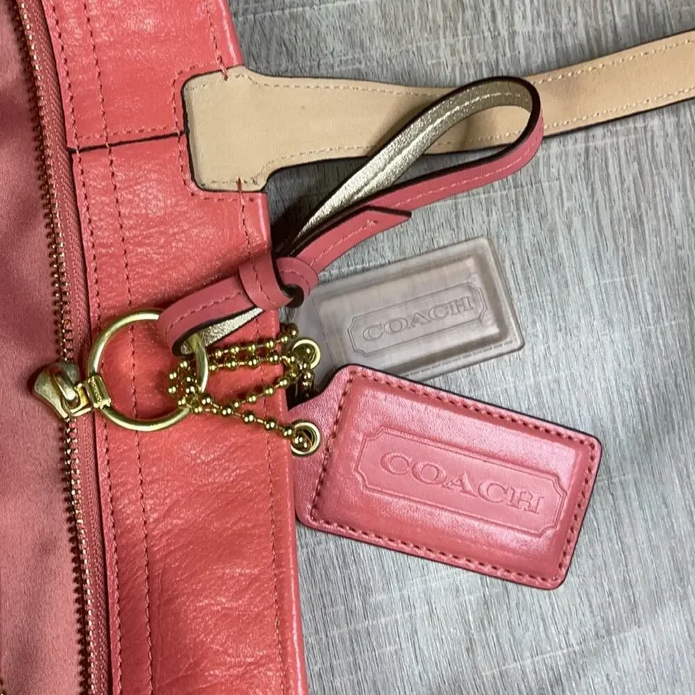 NWT COACH Pink Khaki Multi 17044 Audrey Op Art Leigh Slim Tote